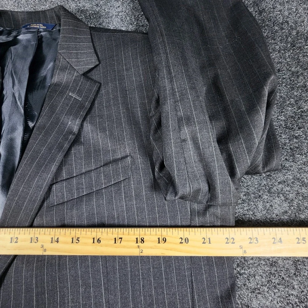Brooks Brothers Suit Mens 46XL 35W Grey Pinstripe 1818 Fitzgerald Made In USA